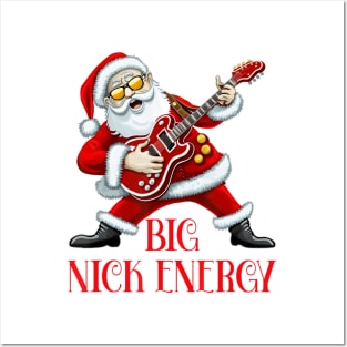 Big Nick Energy Christmas Santa Guitarist Posters and Art